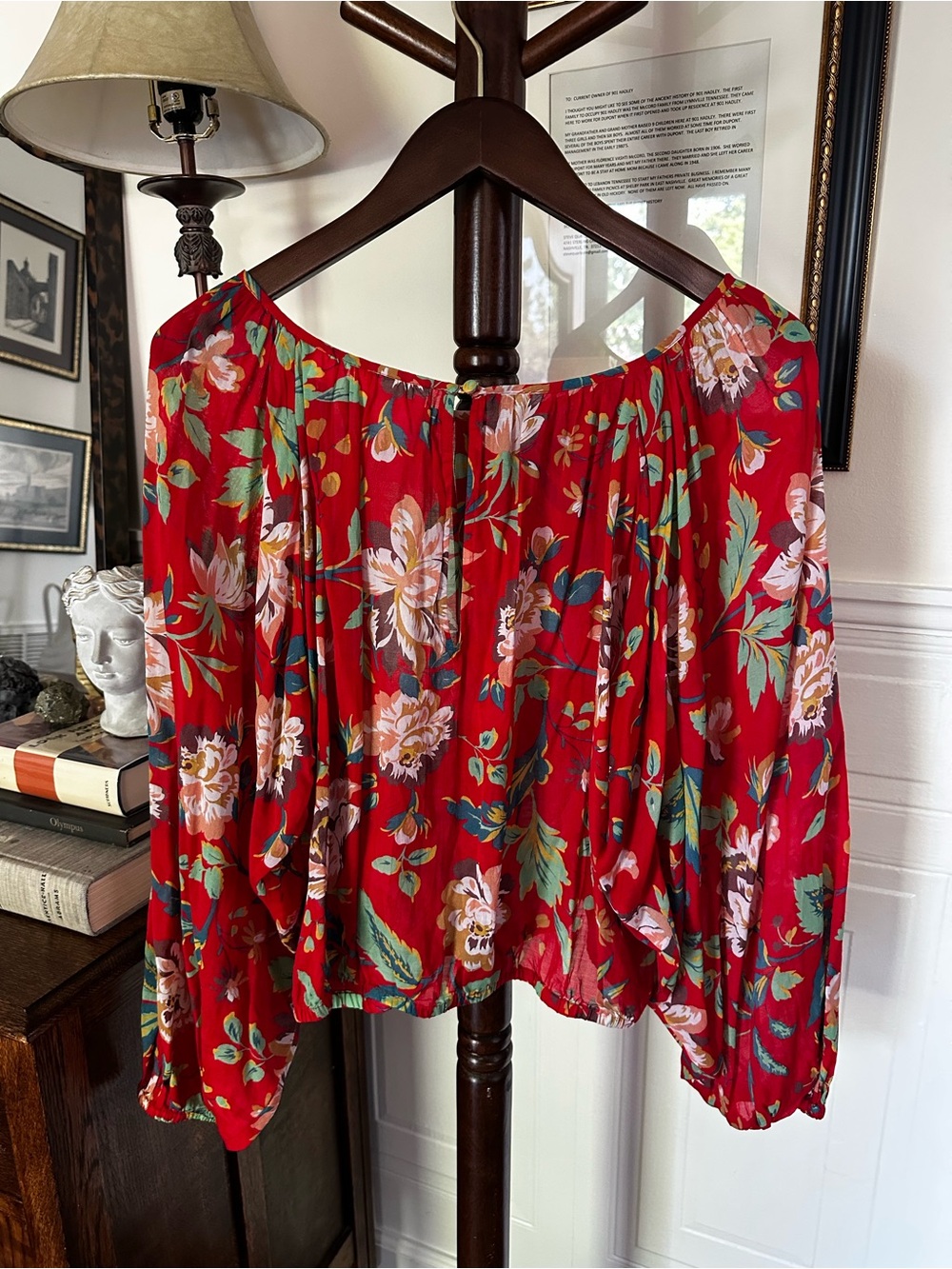Maeve Red Floral Peasant Blouse - Picture 3 of 5
